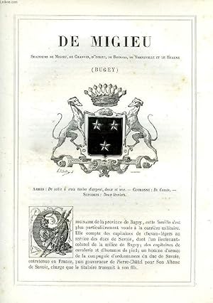 Seller image for ARMORIAL DE LA NOBLESSE DE FRANCE, EXTRAIT: DE MIGIEU (BUGEY) for sale by Le-Livre