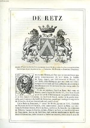 Seller image for ARMORIAL DE LA NOBLESSE DE FRANCE, EXTRAIT: DE RETZ for sale by Le-Livre