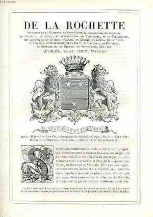 Seller image for ARMORIAL DE LA NOBLESSE DE FRANCE, EXTRAIT: DE LA ROCHETTE (AUVERGNE, VELAY, FOREZ, VIVARAIS) for sale by Le-Livre