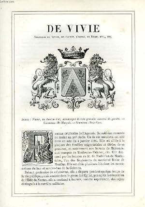 Seller image for ARMORIAL DE LA NOBLESSE DE FRANCE, EXTRAIT: DE VIVIE for sale by Le-Livre