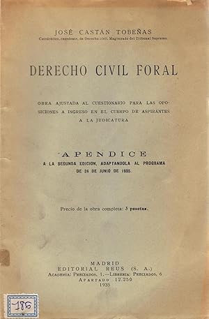 Seller image for DERECHO CIVIL FORAL for sale by Librera Torren de Rueda