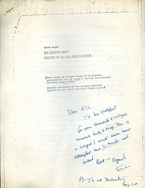 [Photocopied Offprint]: The American Quest: Thoughts On The New World Mythology