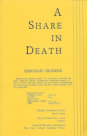 Image du vendeur pour SHARE IN THE DEATH mis en vente par SCENE OF THE CRIME 