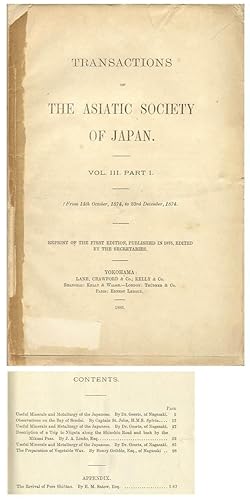 Transactions of the Asiatic Society of Japan, Volume III, Part I, 1875 (1883 Reprint)