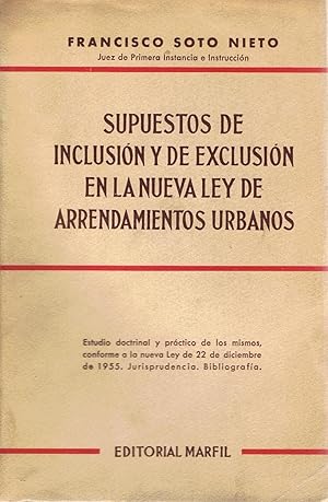 Image du vendeur pour SUPUESTOS DE INCLUSIN Y DE EXCLUSIN EN LA NUEVA LEY DE ARRENDAMIENTOS URBANOS mis en vente par Librera Torren de Rueda