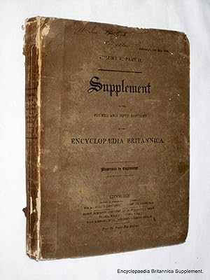 Volume V Part II Supplement to Fourth and Fifth Edition Encyclopaedia Britannica, 18th May 1822, ...