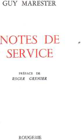 Seller image for Notes de service for sale by librairie philippe arnaiz