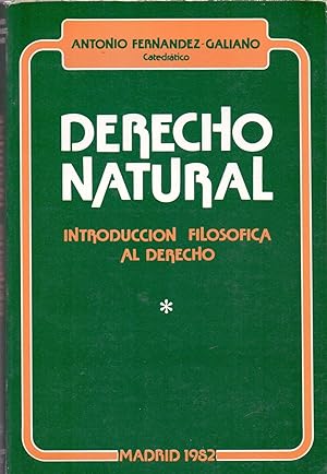 Imagen del vendedor de DERECHO NATURAL - INTRODUCCION FILOSOFICA AL DERECHO a la venta por Libreria 7 Soles