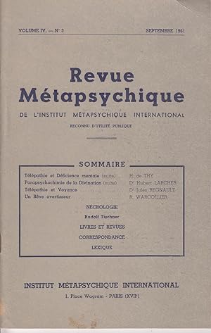 Revue Métapsychique volume IV no 3