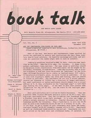 Bild des Verkufers fr Book Talk. Vol. VII, No. 5. November 1978. Are you Considering Publishing on your own zum Verkauf von Kaaterskill Books, ABAA/ILAB