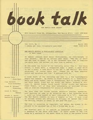 Seller image for Book Talk. Vol. XIII, No. 2. March 1984. New Mexico Novels: A Preliminary Checklist for sale by Kaaterskill Books, ABAA/ILAB