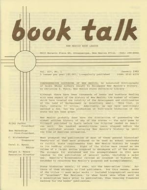 Seller image for Book Talk. Vol. XIV, No. 1. January 1985. Comprehensive Histories of New Mexico. An Annotated Bibliography of Books Whose Authors Sought to Encompass New Mexico's History for sale by Kaaterskill Books, ABAA/ILAB