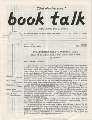 Imagen del vendedor de Book Talk. Vol. XXX, No. 3. July 2001. Collecting Santa Fe Authors, Part X: Elizabeth Tallent and Fantasy and Science Fiction Writers a la venta por Kaaterskill Books, ABAA/ILAB