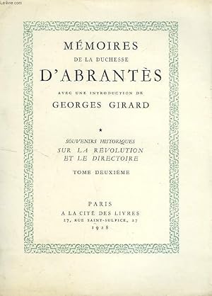 Bild des Verkufers fr MEMOIRES DE LA DUCHESSE D'ABRANTES, TOME II zum Verkauf von Le-Livre