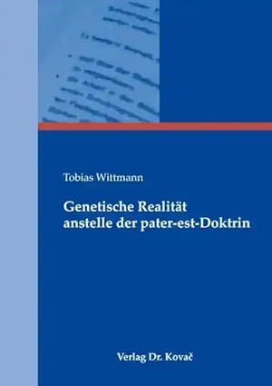 Imagen del vendedor de Genetische Realität anstelle der pater-est-Doktrin, a la venta por Verlag Dr. Kovac GmbH