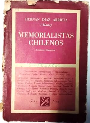 Immagine del venditore per Memorialistas chilenos. Crnicas literarias venduto da Librera Monte Sarmiento