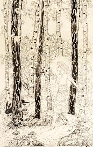AN ORIGINAL PEN INK AND WASH DRAWING Walking in the Woods