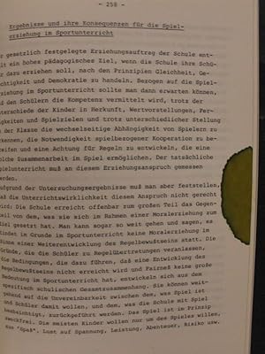 Moralerziehung im Sportunterricht - Untersuchung zur Regelpraxis und zum Regelbewußtsein