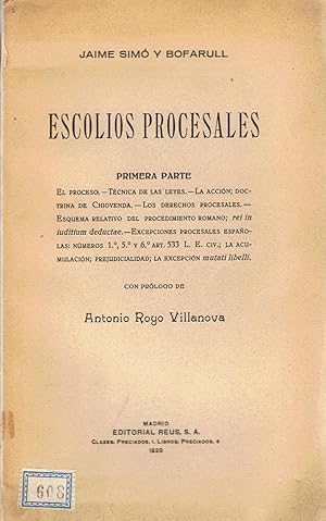 Imagen del vendedor de ESCOLIOS PROCESALES a la venta por Librera Torren de Rueda