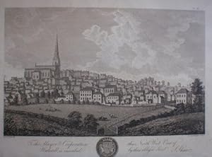 Fine Original Antique Engraving Illustrating a North West View of Walsall in Staffordshire.