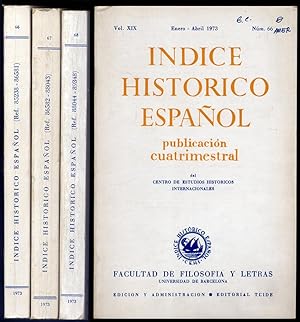 Seller image for ndice Histrico Espaol. Publicacin cuatrimestral. Director Manuel Riu. Volmen XIX: 1973. for sale by Hesperia Libros