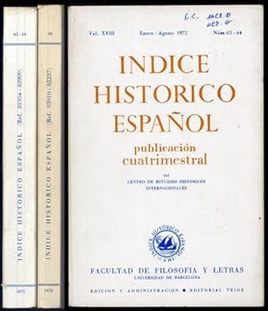 Seller image for ndice Histrico Espaol. Publicacin cuatrimestral. Director: Manuel Riu. Volmen XVIII: 1972. for sale by Hesperia Libros