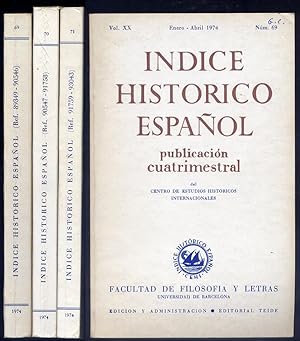 Seller image for ndice Histrico Espaol. Publicacin cuatrimestral. Director Manuel Riu. Volumen XX: 1974. for sale by Hesperia Libros