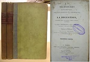 Bild des Verkufers fr Recherches Exprimentales, Physiologiques Et Chimiques, Sur La Digestion, Considre Dans Les Quatre Classes D'Animaux Vertbrs [ 2 volumes complete ] zum Verkauf von Eastleach Books