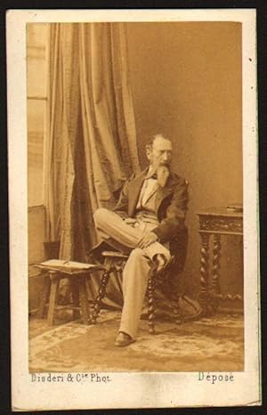 Albumen carte-de-visite portrait photograph, seated, by Disderi.