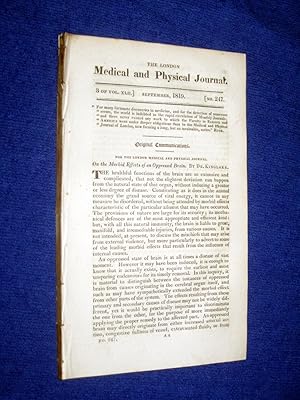 Bild des Verkufers fr The London Medical and Physical Journal, 1819, September. Morbid Effects of Oppressed Brain, Genital Malformation, Collectanea Medica, Dr Carmichael's Observation on Venereal Diseases, Dublin Hospital Reports, Structure of Brain. Petechiae. Etc. zum Verkauf von Tony Hutchinson