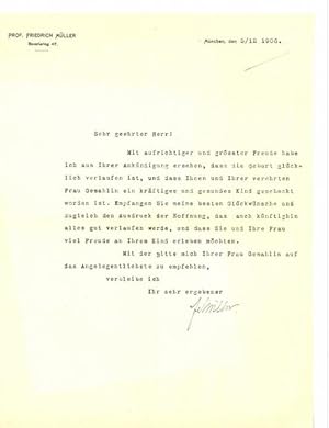 LS - Brief mit eigenhändiger Unterschrift "Fr. Müller".
