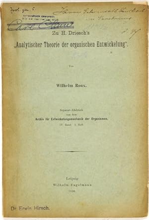 Zu H. Driesch's "Analytischer Theorie der organischen Entwickelung".