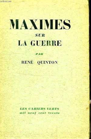 Imagen del vendedor de MAXIMES SUR LA GUERRE. (AM) a la venta por Le-Livre