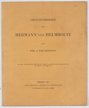 Imagen del vendedor de Gedchtnissrede auf Hermann von Helmholtz von Emil du Bois-Reymond. a la venta por Antiq. F.-D. Shn - Medicusbooks.Com