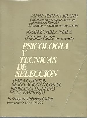 Image du vendeur pour PSICOLOGIA Y TECNICAS DE SELECCION mis en vente par ALZOFORA LIBROS