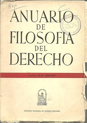 Imagen del vendedor de ANUARIO DE FILOSOFIA DEL DERECHO. TOMO XIX 1976-1977 a la venta por ALZOFORA LIBROS