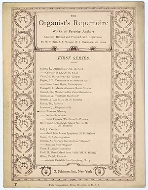 Bild des Verkufers fr CHRISTMAS OFFERTORIUM (OFFERTORY), CHORUS OF SHEPHERDS: Allegretto in B flat For Organ (Schirmer's The Organist's Repertoire, First series) zum Verkauf von SUNSET BOOKS