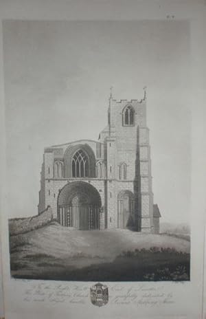 Fine Original Antique Engraving Illustrating a View of Tutbury Church.