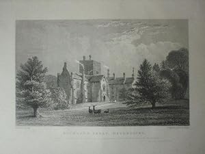 Fine Original Antique Engraving Illustrating Buckland Abbey in Devonshire. Published in 1830.