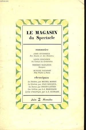 Imagen del vendedor de LA MAGASIN DU SPECTACLE. REVUE MENSUELLE DU THEATRE ET DU CINEMA N2, 1946. JOHN STEINBECK, DES SOURIS ET DES HOMMES / LOUIS CHAVANCE, AU TEMPS DU CENTENAIRE / THIERRY MAULNIER, MASQUES / HUGUES PANASSIE, FATS WALLER A PARIS / MICHEL MORT: LE THEATRE,. a la venta por Le-Livre