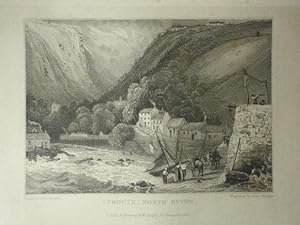 Fine Original Antique Engraving Illustrating Lymouth in Devonshire. Published in 1830.