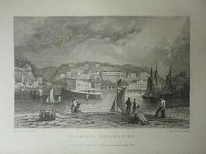 Seller image for Fine Original Antique Engraving Illustrating Torquay in Devonshire. Published in 1830. for sale by Rostron & Edwards