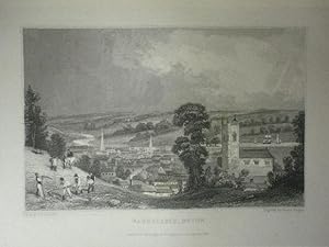 Fine Original Antique Engraving Illustrating Barnstaple in Devonshire. Published in 1830.