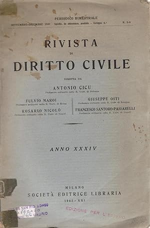 Seller image for RIVISTA DI DIRITTO PRIVATO. Anno XIII. 1943. - n 1-2. Genn-Febbr for sale by Librera Torren de Rueda