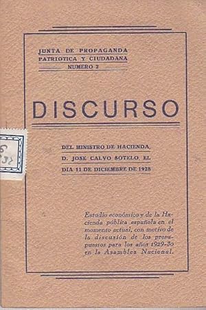 Bild des Verkufers fr Discurso del Ministro de Hacienda, D. Jos Calvo Sotelo, el da 11 de Diciembre de 1928 zum Verkauf von LIBRERA GULLIVER