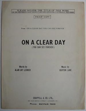 Seller image for On A Clear Day (You Can See Forever) for sale by Hall of Books