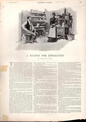 Seller image for PRINT: "A Reason for Emigration ".short Story & engraving from Harper's Weekly, August 29, 1891 for sale by Dorley House Books, Inc.