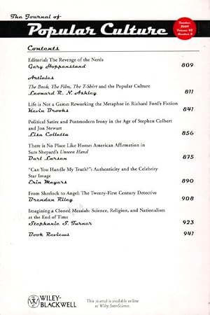 The Journal of Popular Culture: Volume 42, Number 5, October 2009