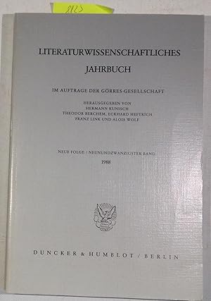 Immagine del venditore per Literaturwissenschaftliches Jahrbuch Im Auftrage Der Grres-Gesellschaft - Neue Folge / Neunundzwanzigster Band 1988 venduto da Antiquariat Trger