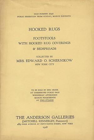 Hooked rugs, footstools with hooked rug coverings & bedspreads. Collected by Mrs. Edward O. Scher...